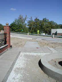 Shot of paver slab leading to Meridian Road